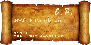 Offák Patrícius névjegykártya
